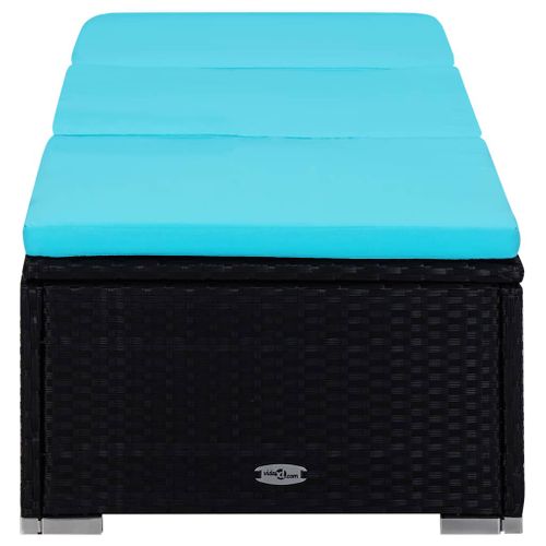 Chaises Longues De Jardin Table à Thé 3 Pièces Résine Tressée Noir 02_0011924