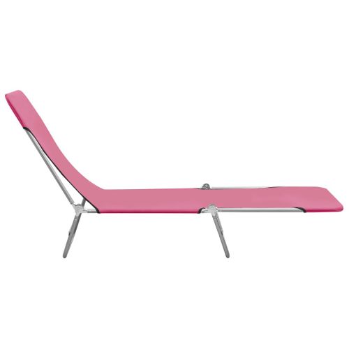 Chaises Longues Pliables 2 Pièces Acier Et Tissu Rose 02_0011937