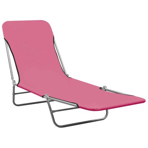 Chaises Longues Pliables 2 Pièces Acier Et Tissu Rose 02_0011937