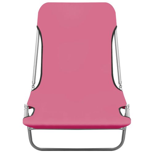 Chaises Longues Pliables 2 Pièces Acier Et Tissu Rose 02_0011937