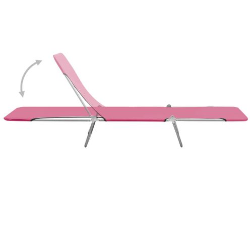 Chaises Longues Pliables 2 Pièces Acier Et Tissu Rose 02_0011937