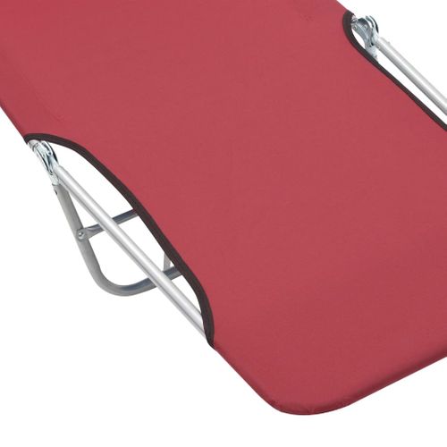 Lot De Deux Chaises Longues Pliables Acier Et Tissu Rouge 02_0011938