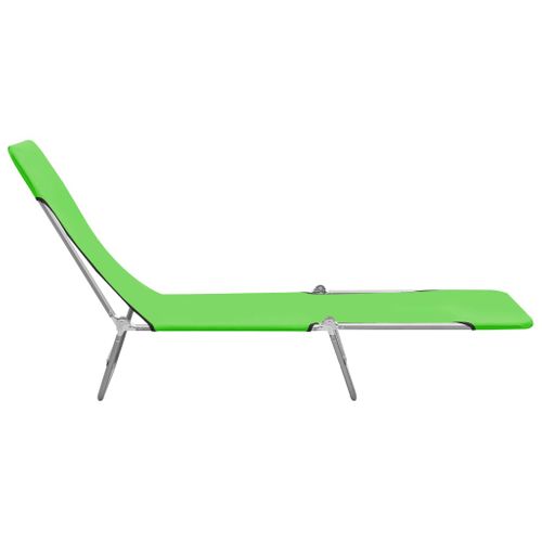 Lot De Deux Chaises Longues Transat Bain De Soleil Acier Et Tissu Vert 02_0011940