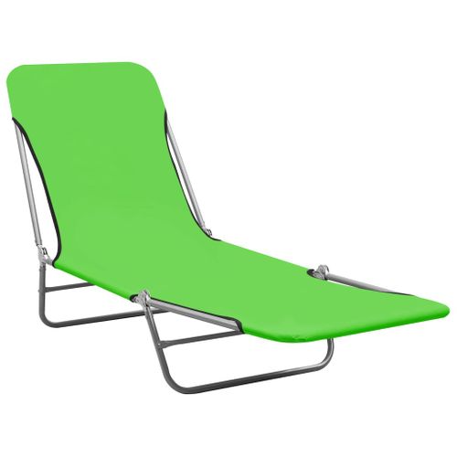 Lot De Deux Chaises Longues Transat Bain De Soleil Acier Et Tissu Vert 02_0011940