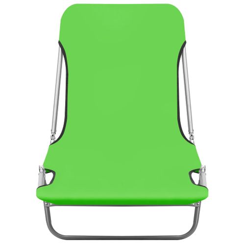 Lot De Deux Chaises Longues Transat Bain De Soleil Acier Et Tissu Vert 02_0011940