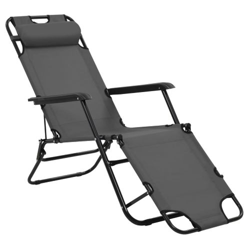 Chaises Longues Pliables 2 Pièces Avec Repose-pied Acier Gris 02_0011942