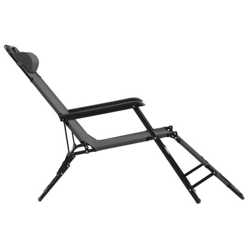 Chaises Longues Pliables 2 Pièces Avec Repose-pied Acier Gris 02_0011942