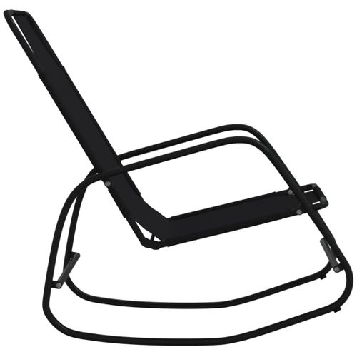 Chaises Longues Transat à Bascule 2 Pièces Noir Acier Et Textilène 02_0011973