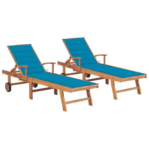 Lot De 2 Transats Chaise Longue Bain De Soleil Lit De Jardin Terrasse Meuble D'extérieur