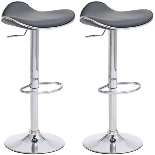 Lot De 2 Tabourets De Bar En Synthétique Gris Pieds Métal Chromé Pivotant Et Hauteur Réglable Tdb1