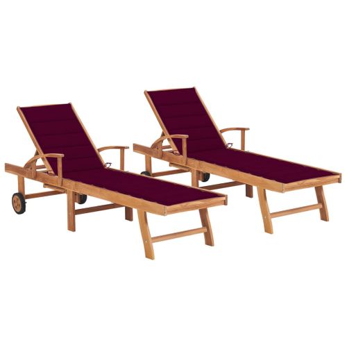 Lot De 2 Transats Chaise Longue Bain De Soleil Lit De Jardin Terrasse Meuble D'extérieur 195 Cm
