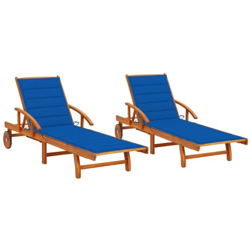 Lot De 2 Transats Chaise Longue Bain De Soleil Lit De Jardin Terrasse Meuble D'extérieur