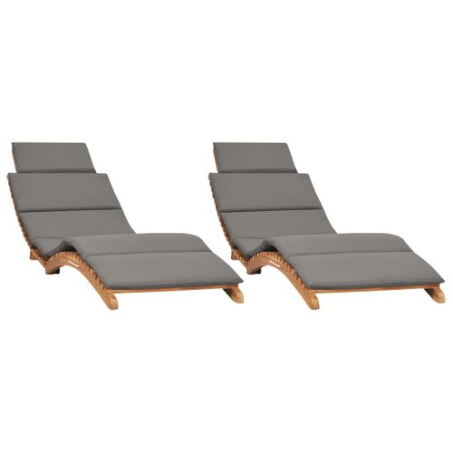 Lot De 2 Transats Chaise Longue Bain De Soleil Lit De Jardin Terrasse Meuble D'extérieur