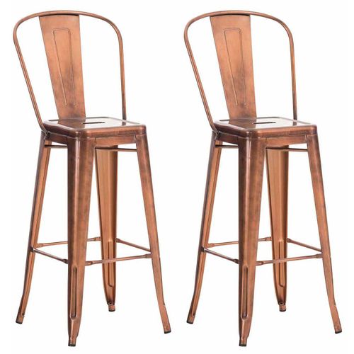 Lot De 2 Tabourets De Bar En Métal Cuivré Style Industriel Dossier Haut Repose-pieds Tdb10292
