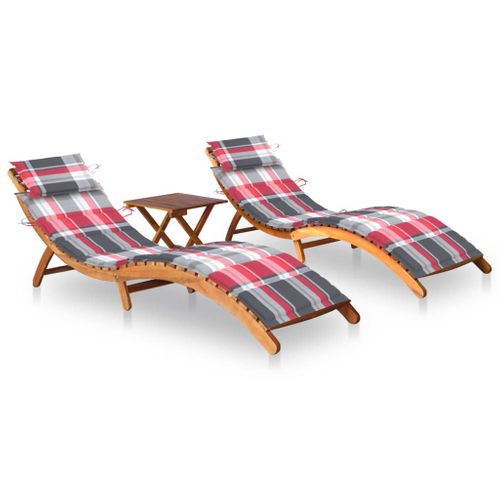Lot De 2 Transats Chaise Longue Bain De Soleil Lit De Jardin Terrasse Meuble D'extérieur Avec Table