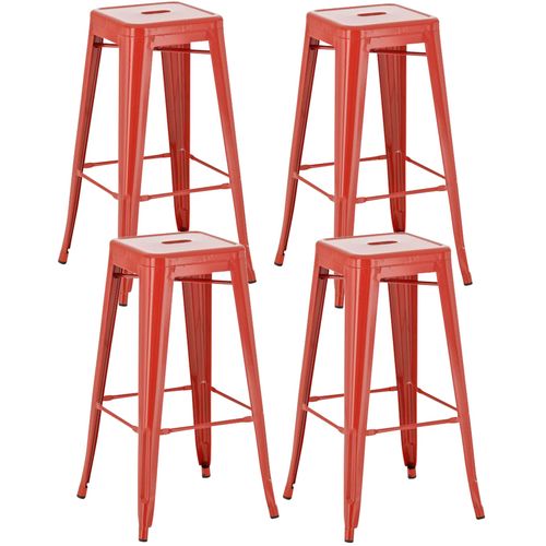 Lot De 4 Tabourets De Bar Style Industriel Avec Repose-pieds En Métal Rouge Tdb10288