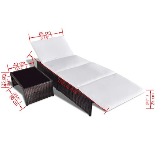 Lot De 2 Transats Chaise Longue Bain De Soleil Lit De Jardin Terrasse Meuble D'extérieur Avec Table