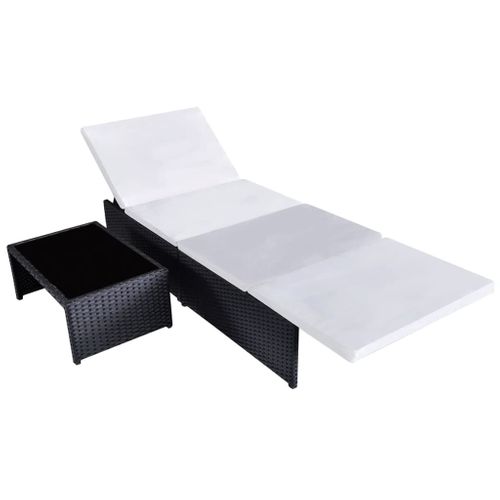 Lot De 2 Transats Chaise Longue Bain De Soleil Lit De Jardin Terrasse Meuble D'extérieur Avec Table