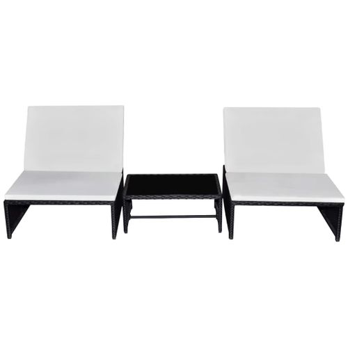 Lot De 2 Transats Chaise Longue Bain De Soleil Lit De Jardin Terrasse Meuble D'extérieur Avec Table