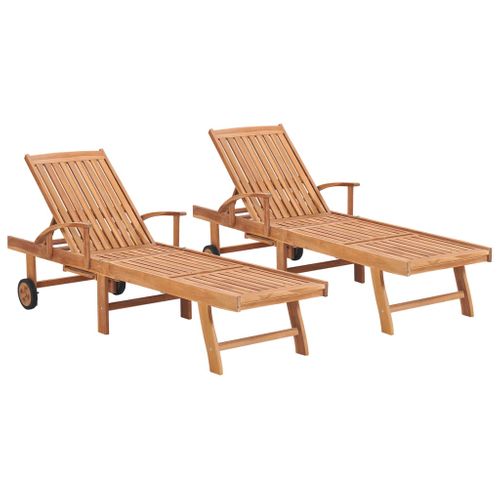 Lot De 2 Transats Chaise Longue Bain De Soleil Lit De Jardin Terrasse Meuble D'extérieur