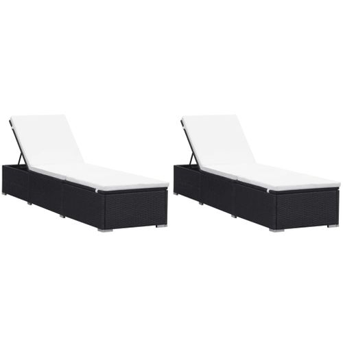 Lot De 2 Transats Chaise Longue Bain De Soleil Terrasse Meuble D'extérieur Avec Coussin