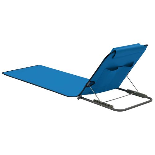 Tapis De Plage Chaise Longue Pliables 2 Pièces Acier Et Tissu Bleu 02_0012182