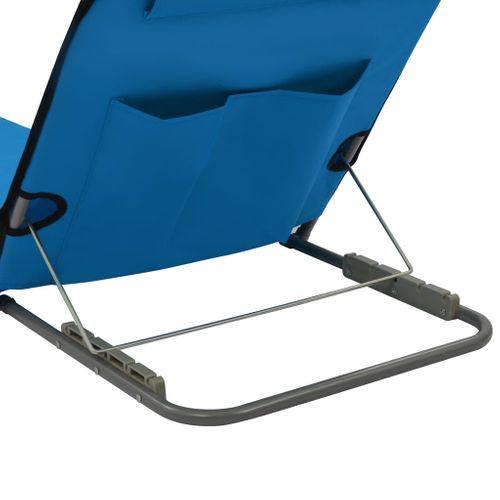 Tapis De Plage Chaise Longue Pliables 2 Pièces Acier Et Tissu Bleu 02_0012182