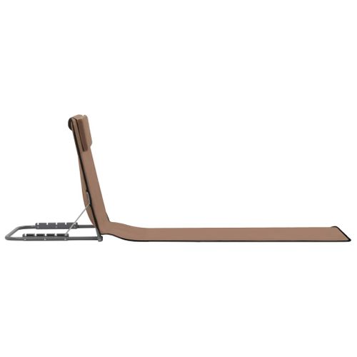 Tapis De Plage Chaise Longue Pliables 2 Pièces Acier Et Tissu Marron 02_0012184