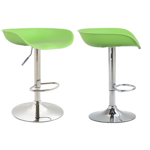 Lot De 2 Tabourets De Bar Assise Réglable En Hauteur Et Pivotant En Plastique Vert Pieds Tulipe En