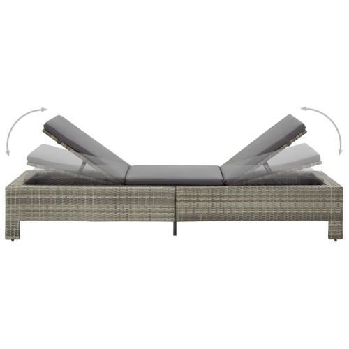 Transat Bain De Soleil Avec Coussin Gris Résine Tressée 02_0012195