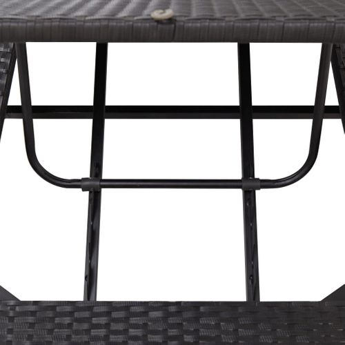 Transat Chaise Longue Bain De Soleil Avec Coussin Noir Résine Tressée 02_0012197