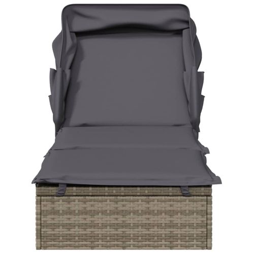 Transat Chaise Longue Bain De Soleil Avec Toit Pliable 213 X 63 X 97 Cm Résine Tressé