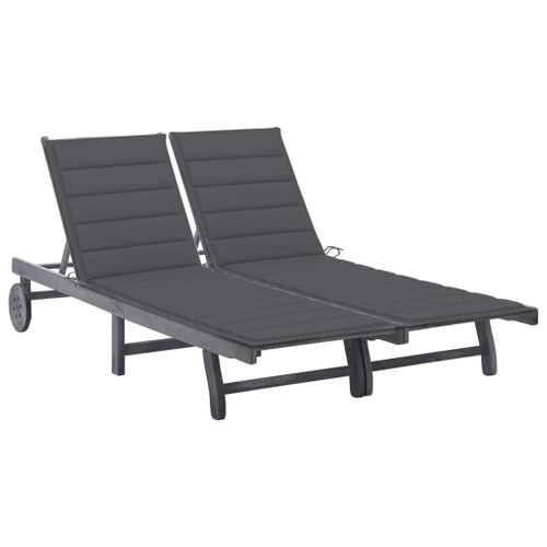 Transat Chaise Longue Bain De Soleil Lit De Jardin Terrasse Meuble D'extérieur 2 Places Avec Coussin