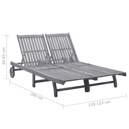 Transat Chaise Longue Bain De Soleil Lit De Jardin Terrasse Meuble D'extérieur 2 Places Avec Coussin