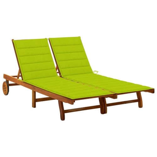 Transat Chaise Longue Bain De Soleil Lit De Jardin Terrasse Meuble D'extérieur 2 Places Avec Coussin