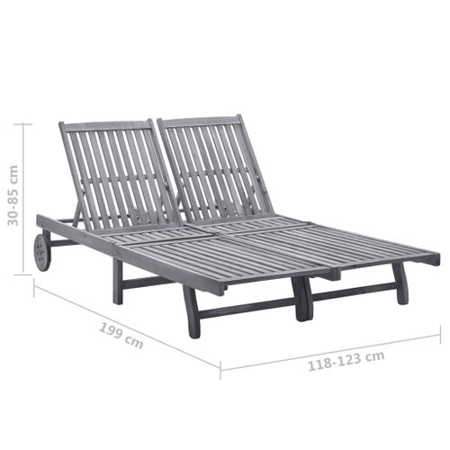Transat Chaise Longue Bain De Soleil Lit De Jardin Terrasse Meuble D'extérieur 2 Places