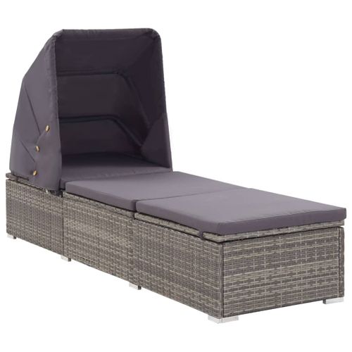 Transat Chaise Longue Bain De Soleil Lit De Jardin Terrasse Meuble D'extérieur Avec Auvent