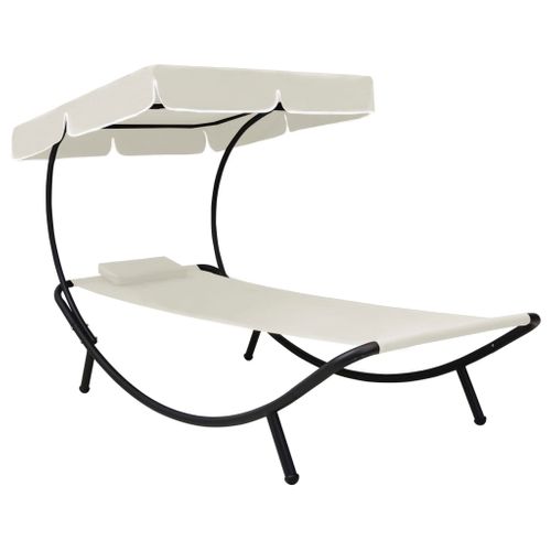 Transat Chaise Longue Bain De Soleil Lit De Jardin Terrasse Meuble D'extérieur Avec Auvent
