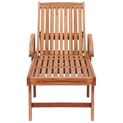 Transat Chaise Longue Bain De Soleil Lit De Jardin Terrasse Meuble D'extérieur Avec Coussin Bleu