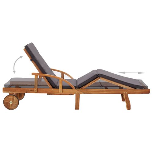 Transat Chaise Longue Bain De Soleil Lit De Jardin Terrasse Meuble D'extérieur Avec Coussin