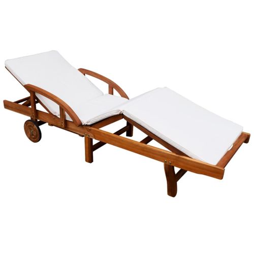 Transat Chaise Longue Bain De Soleil Lit De Jardin Terrasse Meuble D'extérieur Avec Coussin