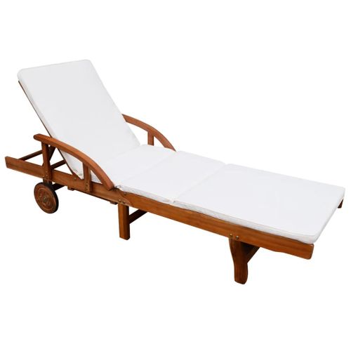 Transat Chaise Longue Bain De Soleil Lit De Jardin Terrasse Meuble D'extérieur Avec Coussin