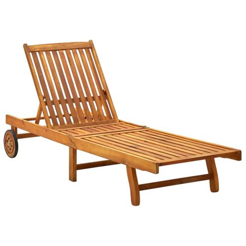 Transat Chaise Longue Bain De Soleil Lit De Jardin Terrasse Meuble D'extérieur Avec Coussin Bois