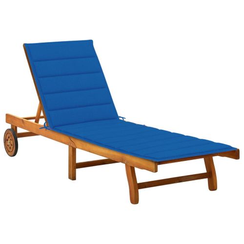Transat Chaise Longue Bain De Soleil Lit De Jardin Terrasse Meuble D'extérieur Avec Coussin Bois