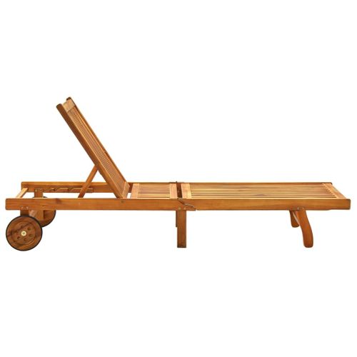 Transat Chaise Longue Bain De Soleil Lit De Jardin Terrasse Meuble D'extérieur Avec Coussin Bois