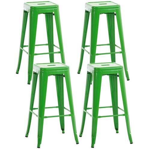 Lot De 4 Tabourets De Bar Style Industriel Avec Repose-pieds En Métal Vert 10_0001364