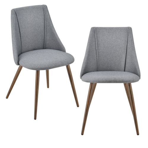 Lot De 2 Chaises De Salle à Manger Cuisine Rembourrée En Textile Pieds Métal Siège Fauteuil