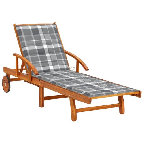 Transat Chaise Longue Bain De Soleil Lit De Jardin Terrasse Meuble D'extérieur Avec Coussin Bois
