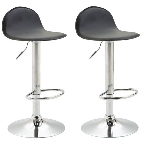 Lot De 2 Tabourets De Bar Pied Trompète Métal Hauteur Réglable En Synthétique Noir 10_0001339