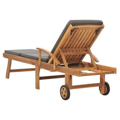 Transat Chaise Longue Bain De Soleil Lit De Jardin Terrasse Meuble D'extérieur Avec Coussin